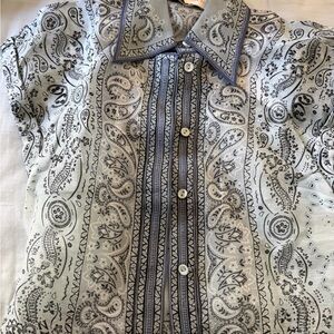 Zimmermann Blue and Gray Paisley Blouse